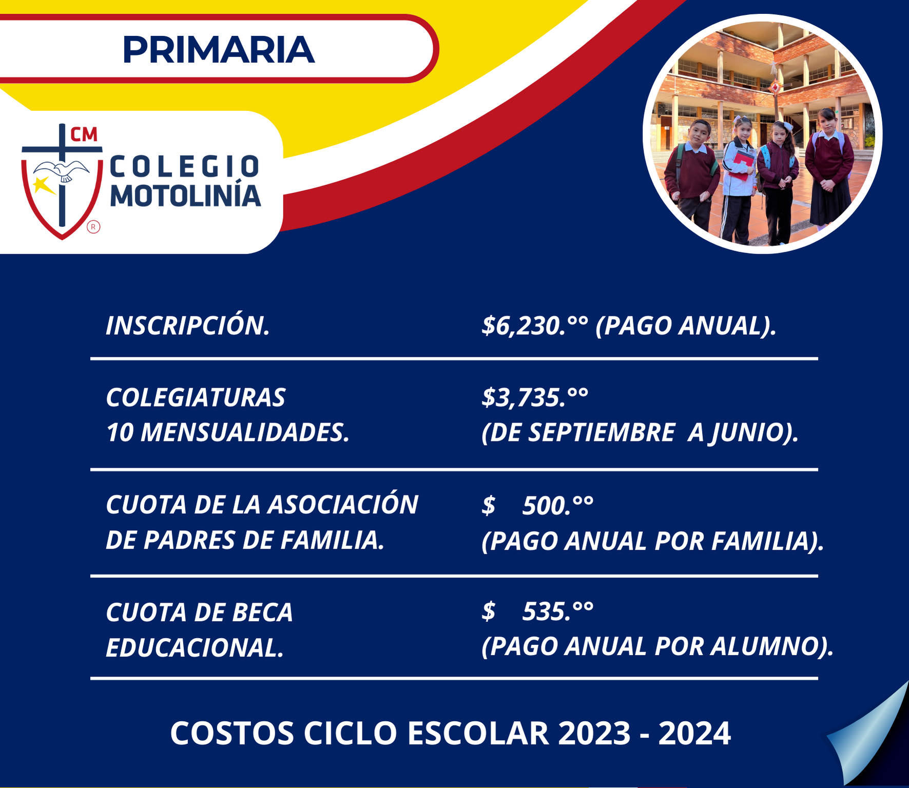 COSTOS PRIMARIA CICLO 2023-2024